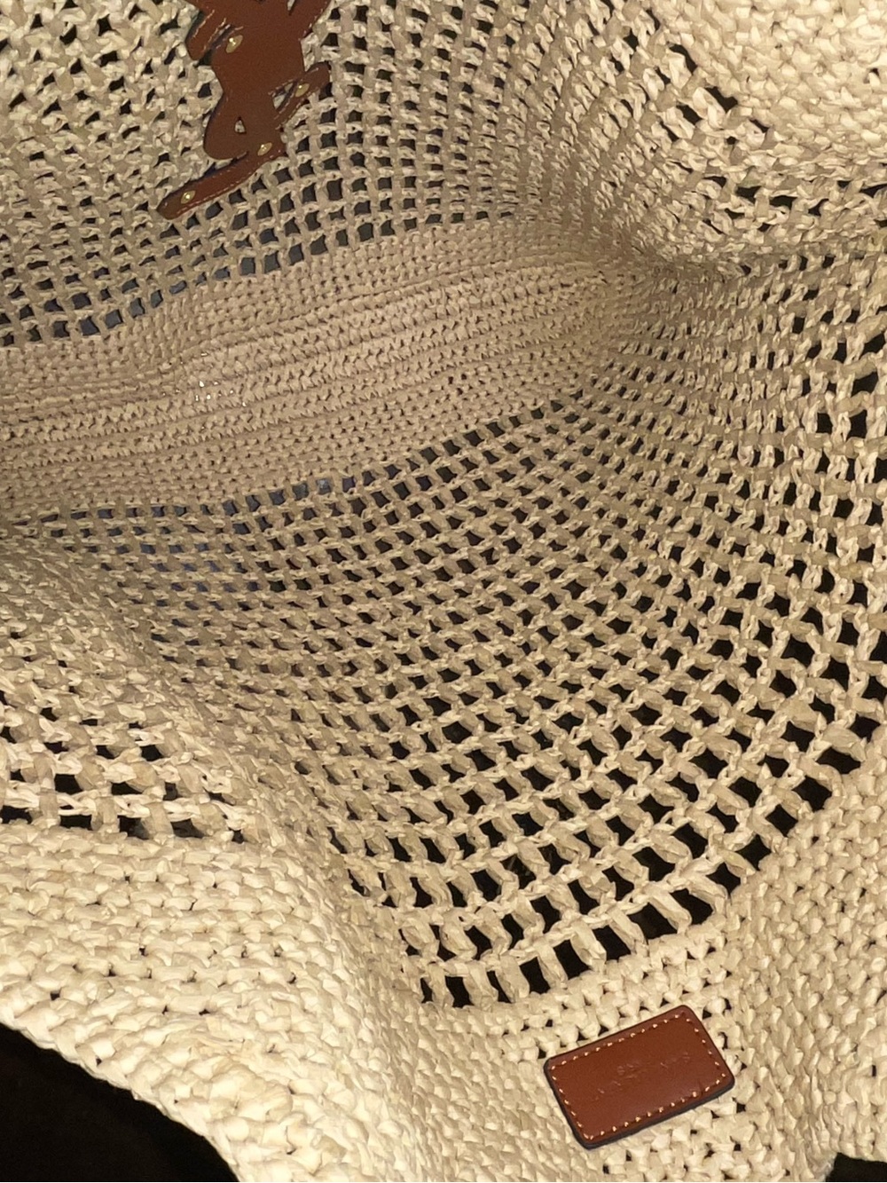 Saint Laurent Beige Crochet Tote with Metallic Logo and Pouch - Picture 7 of 12